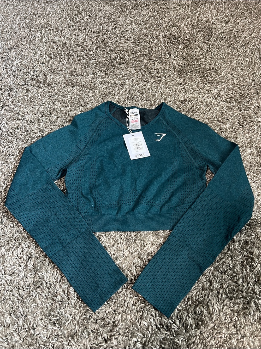 Gymshark green seamless Cropped Long Sleeve Top